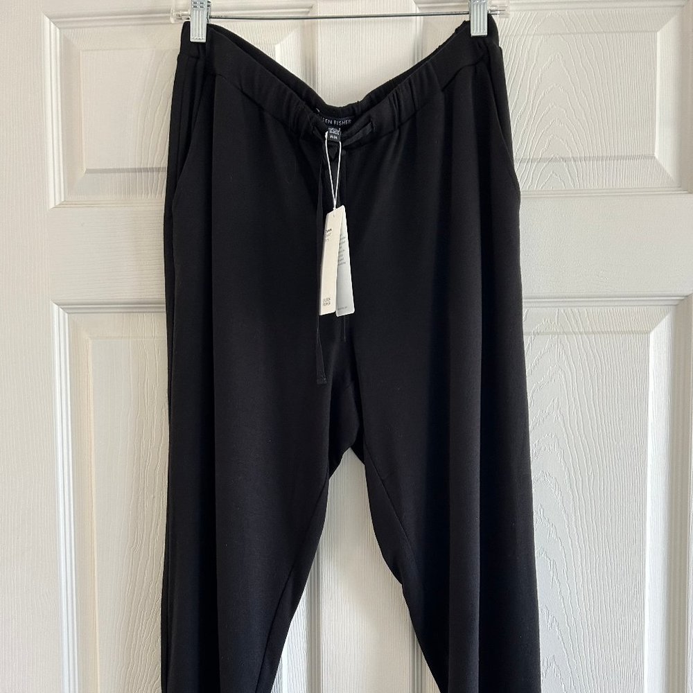 Eileen Fisher Black Ankle Pant Terry Tencel Sz M NWT